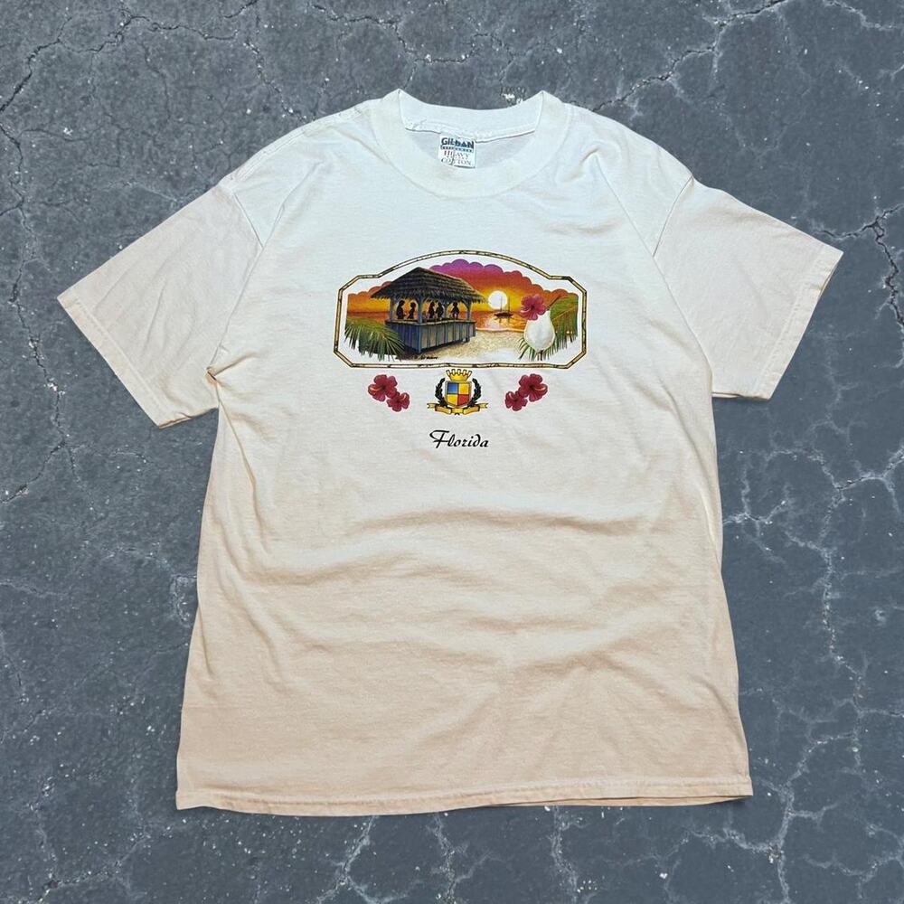 90s florida tee with sunset graphic